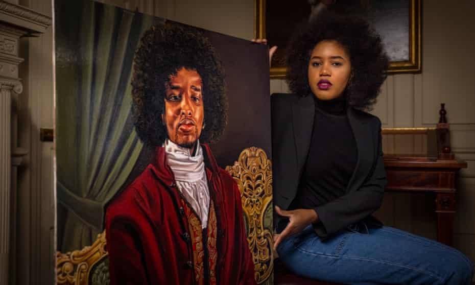 Artist Glory Samjolly with her painting of James Chappell