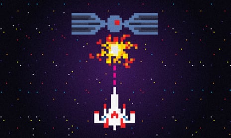 llustration of Space Invader-style space battle
