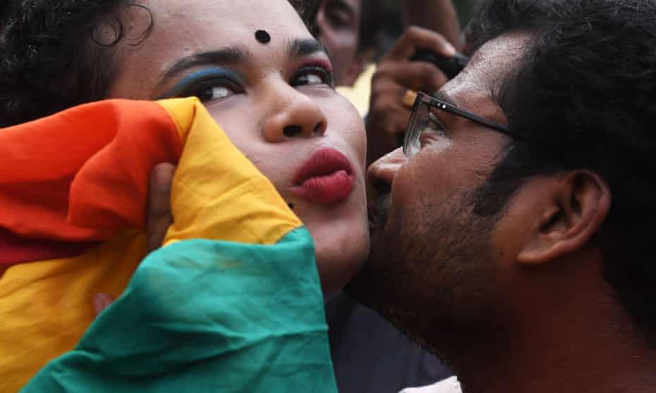 Indian members and supporters of the LGBT community celebrate the decision.