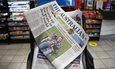 The Australian newspaper seen on a newsstand