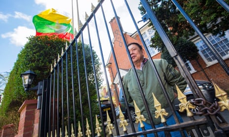 Kyaw Zwar Minn outside the ambassadorial residence in Hampstead