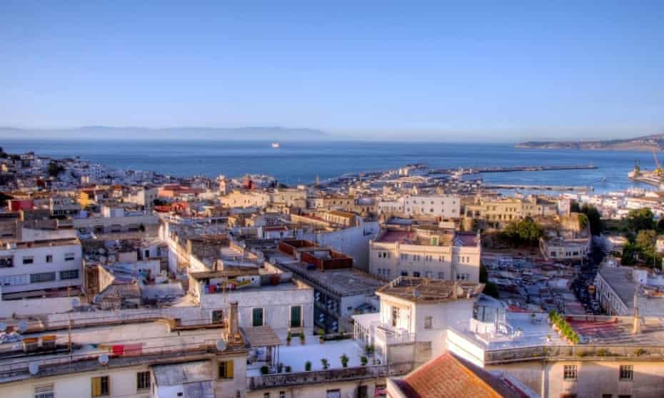 A rooftop view of the city of Tangier looking out onto the Mediterranean