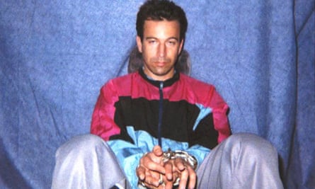 A picture obtained in January 2002 showing Daniel Pearl held in captivity by Pakistani militants