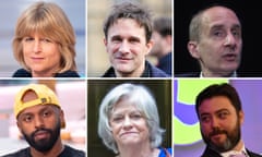 Clockwise from top left: Rachel Johnson, Crispin Hunt, Andrew Adonis, Carl Benjamin, Ann Widdecombe, Magid Magid.