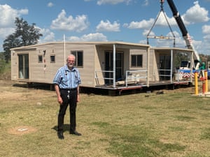 Ewen McPhee outside a pop-up coronavirus clinic in Emerald, central Queensland.