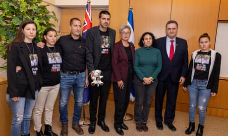 Australian foreign minister Penny Wong meets with Israeli counterpart FM Katz and families of Israeli hostages and survivors of 7 October attack by Hamas.