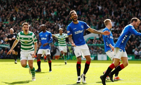 Celtic’s James Forrest celebrates scoring their second goal.