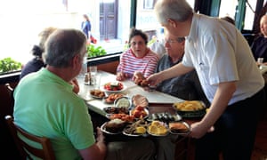 Mediterranean food is served