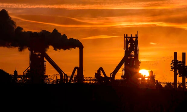 Smoke rises from the British Steel Scunthorpe plant in Lincolnshire.