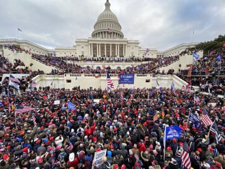 Donald Trump supporters outside the Capitol building in Washington on 6 January.