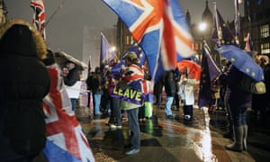 Remain and leave campaigners outside the Houses of Parliament as MPs vote on Brexit amendments