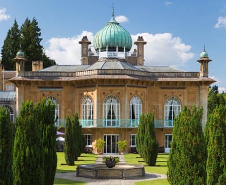 A mogul Indian-style house with dome and ornamental garden