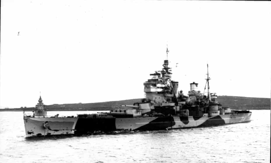 British Royal Navy battleship HMS Anson during the second world war.