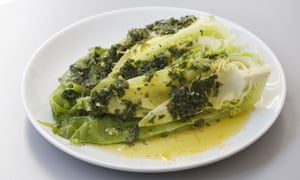 Hispi cabbage with salsa verde