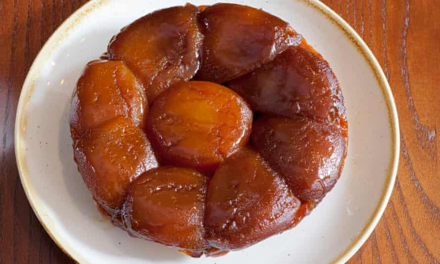 For the tarte tatin eight caramelised apples encircle one in the centre