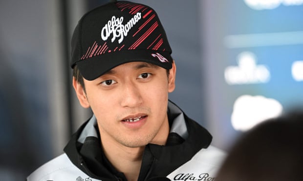 Alfa Romeo’s Chinese driver Zhou Guanyu gives an interview at the Red Bull Ring race track on 7 July 2022 ahead of the Formula One Austrian Grand Prix