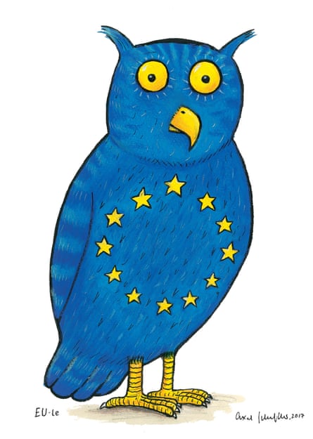 Axel Scheffler’s owl is a proposed coat of arms for the EU.