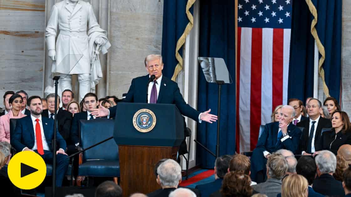 Trump says he was 'saved by God to make America great again' in inauguration speech – video
