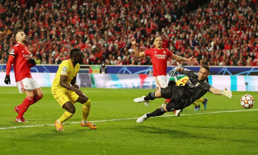 Liverpool’s Sadio Mane scores their second goal.