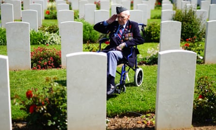RAF veteran Bernard Morgan,100, from Crewe, visits the war graves ahead of the Royal British Legion Service to commemorate the 80th anniversary of D-Day, at Bayeux cemetery