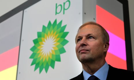 CEO Bob Dudley and the BP logo