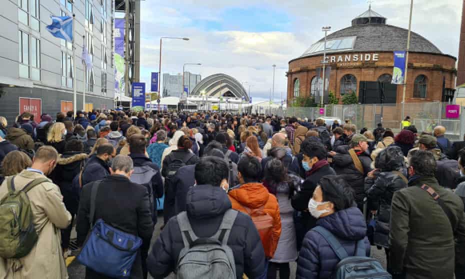 Delegates queue to gain entrance to Cop26 in Glasgow