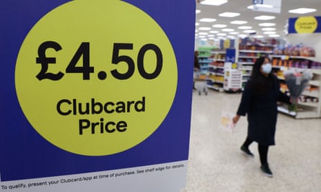 Tesco Clubcard prices branding in a supermarket in London