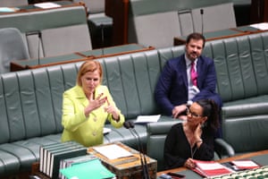 Labor’s Julie Owens uses Auslan, Australian sign language, during a member’s statement.