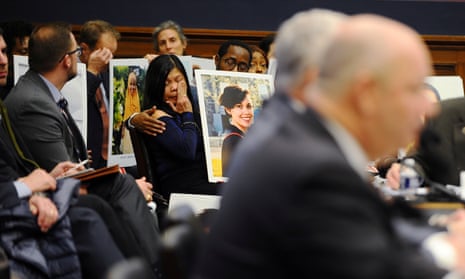 Victims of the 737 Max plane crashes at the hearing in Washington on Wednesday.