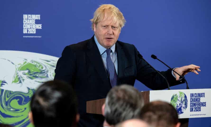 Boris Johnson speaks during a conference on Cop26