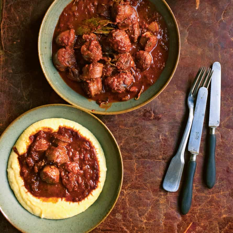 Sausages and sauce.