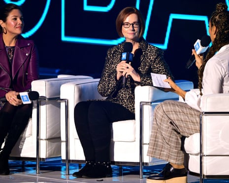 Sophie Gregoire Trudeau (left), Julia Gillard (centre) and Leona Lewis at a WE Day UK charity event on 4 March