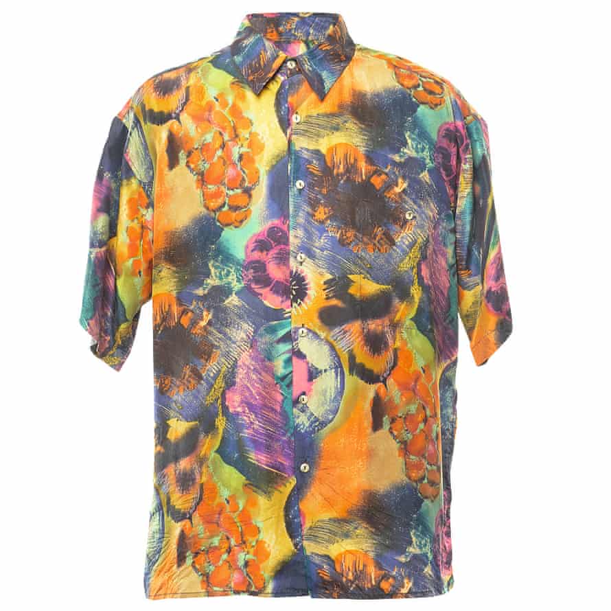 orange and purple Vintage silk shirt