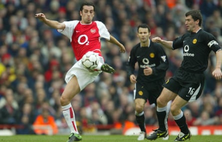 Edu, seen here winning the ball from Roy Keane in 2004, was part of Arsenal’s ‘Invincibles’ squad.