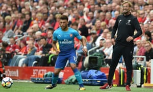 Alex Oxlade-Chamberlain playing for Arsenal at Liverpool