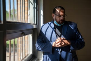 Dr James Henderson, superintendent of the Holmes county consolidated school district, poses for a portrait at Holmes county central high in Lexington, Mississippi.