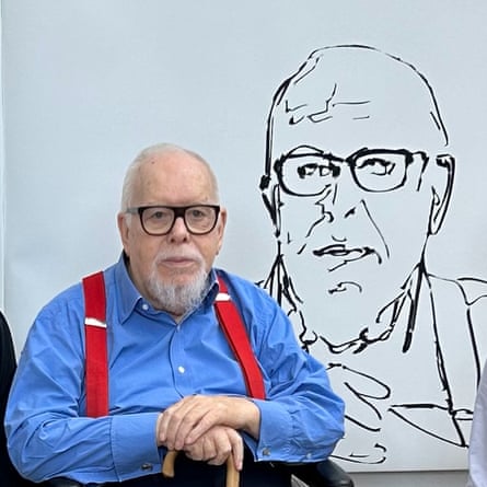 ‘It’s a good likeness’: Sir Peter Blake with an AI portrait of himself