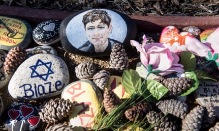 Memorial of painted stones to person who died