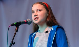 Swedish climate activist Greta Thunberg at a rally at Marble Arch.