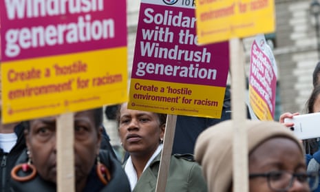 Activists and trade unionists outside parliament for Justice for Windrush demonstration