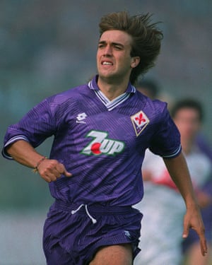 Gabriel Batistuta in action for Fiorentina in October 1992. The forward went on to score 16 goals in Serie A that season.