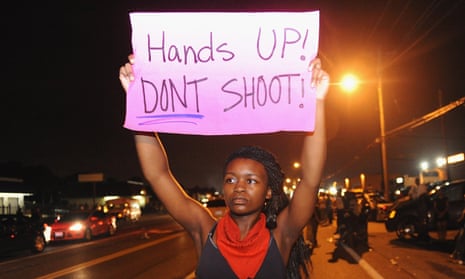 A protest on West Florissant Avenue in Ferguson, Missouri