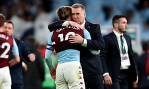 Dean Smith with Jack Grealish after the Carabao Cup final last March.