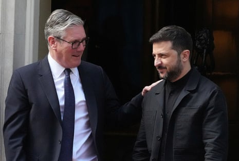 Keir Starmer and Ukraine's president Volodymyr Zelenskyy leave 10 Downing Street after a meeting in London on 23 June 2025.
