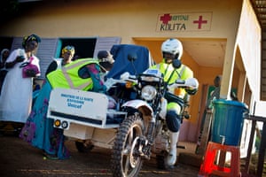 Mamady Berete heads off to collect a pregnant woman from a remote outpost