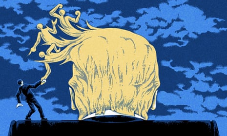 Illustration by Matt Kenyon of Trump's hair fighting off opponent