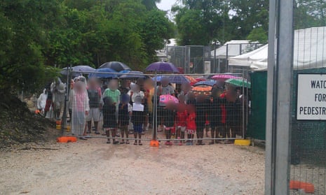 Asylum seekers on Nauru protesting against their plight in the camp