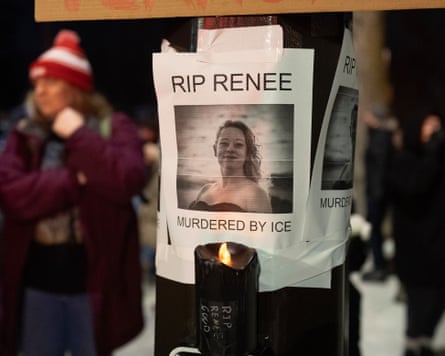 A sign at memorial for Renee Nicole Good in Minneapolis, Minnesota.