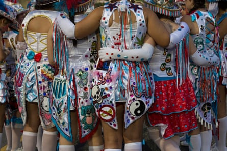 A team talk before a parade during carnival season in Buenos Aires.