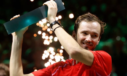 Russia's Daniil Medvedev celebrates victory in Rotterdam in February 2023
